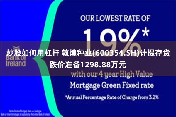 炒股如何用杠杆 敦煌种业(600354.SH)计提存货跌价准备1298.88万元
