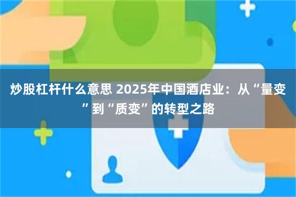 炒股杠杆什么意思 2025年中国酒店业：从“量变”到“质变”的转型之路