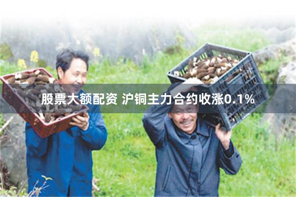 股票大额配资 沪铜主力合约收涨0.1%