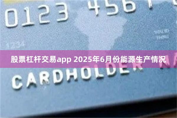 股票杠杆交易app 2025年6月份能源生产情况