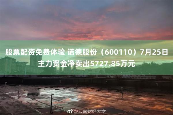 股票配资免费体验 诺德股份（600110）7月25日主力资金净卖出5727.85万元