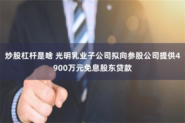 炒股杠杆是啥 光明乳业子公司拟向参股公司提供4900万元免息股东贷款