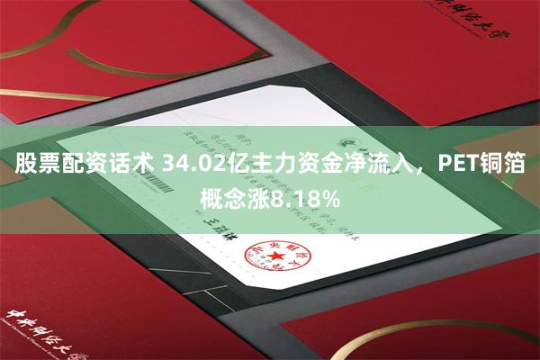 股票配资话术 34.02亿主力资金净流入，PET铜箔概念涨8.18%