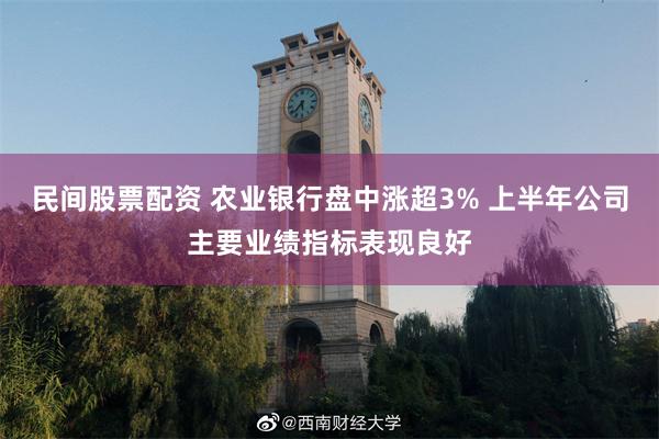 民间股票配资 农业银行盘中涨超3% 上半年公司主要业绩指标表现良好