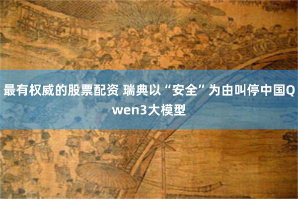 最有权威的股票配资 瑞典以“安全”为由叫停中国Qwen3大模型