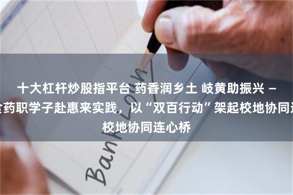 十大杠杆炒股指平台 药香润乡土 岐黄助振兴 —— 广食药职学子赴惠来实践，以“双百行动”架起校地协同连心桥