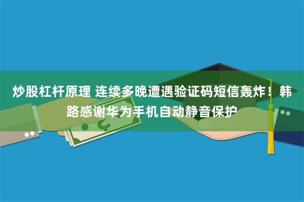 炒股杠杆原理 连续多晚遭遇验证码短信轰炸！韩路感谢华为手机自动静音保护