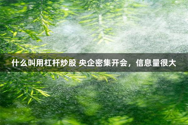 什么叫用杠杆炒股 央企密集开会，信息量很大