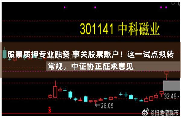 股票质押专业融资 事关股票账户！这一试点拟转常规，中证协正征求意见