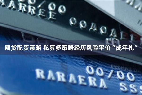 期货配资策略 私募多策略经历风险平价“成年礼”