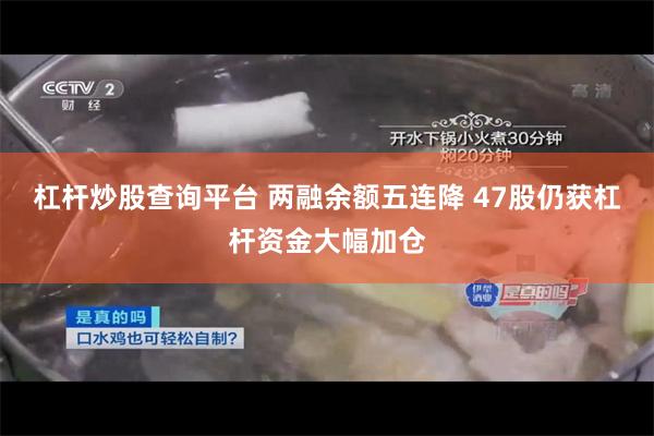 杠杆炒股查询平台 两融余额五连降 47股仍获杠杆资金大幅加仓