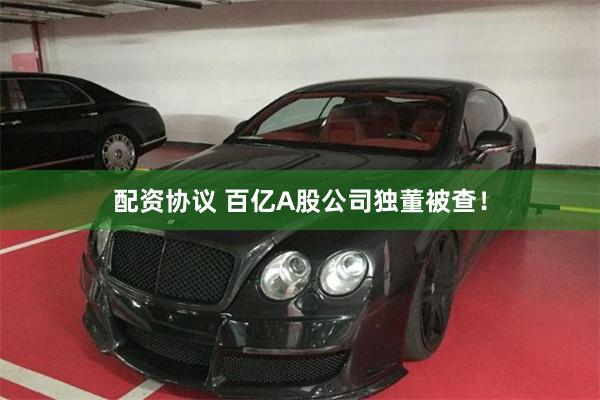 配资协议 百亿A股公司独董被查！