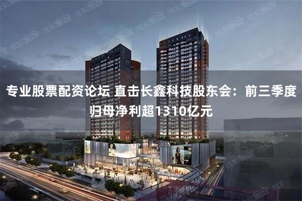 专业股票配资论坛 直击长鑫科技股东会：前三季度归母净利超1310亿元