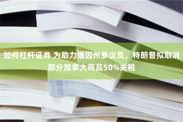 如何杠杆证券 为助力缅因州参议员，特朗普拟取消部分加拿大商品50%关税